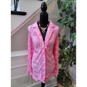 Princess Polly Stretchy Blouse Women's Size 3X Pink Button Down Long Sleeve Top